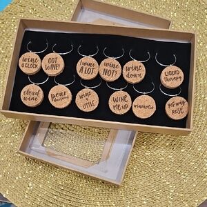 Cork Wine Glass Charms Set